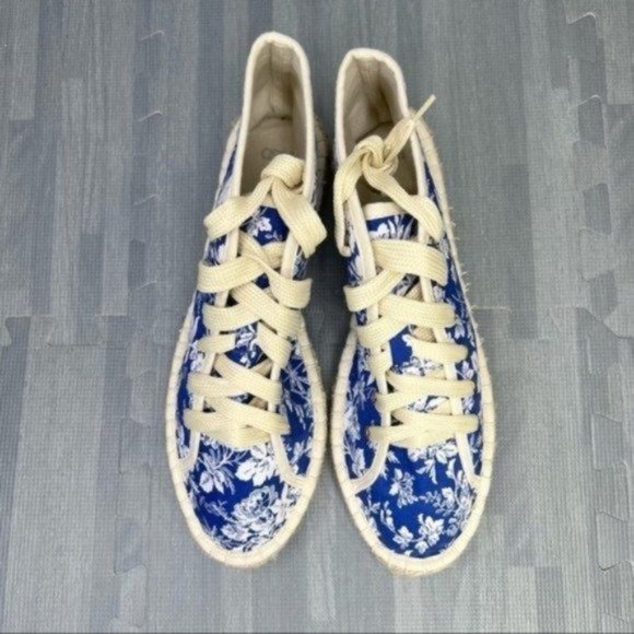 Asos Floral Lace Up Espadrilles Shoes Blue Women Size 9 - Picture 6 of 8